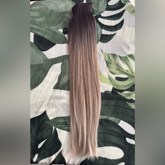 Human hair blend Balayage ash Blonde Clip In Hair Extensions 22 In - Picture 6 of 7